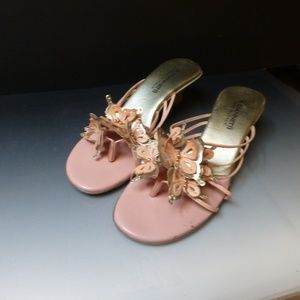 PINK BUTTERFLIES  WEDGE SLIPON SANDALS A GIANNEtti